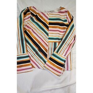 Jealous Tomato Womens Striped Long Sleeve Bell Cuff Blouse Multi Color JT7875 S